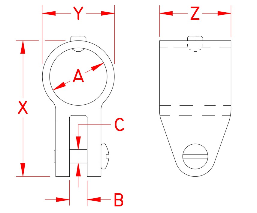 Stainless Steel Heavy Top Slide, Railing and Bimini, S3681-1001, Line Drawing